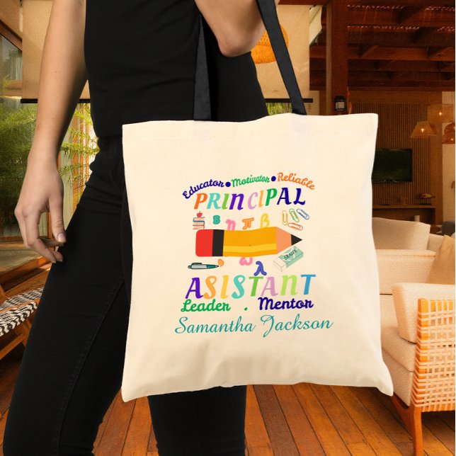 Personalised principal assistant teacher's day tote bag (Creator Uploaded)