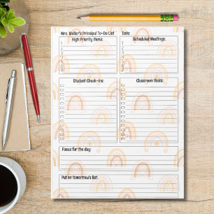 Personalised Principal Daily To-Do List rainbow Notepad