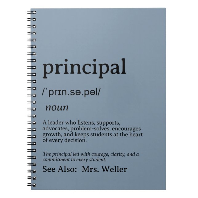 Personalised Principal Definition Leadership Notebook (Front)