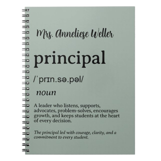 Personalised Principal Definition Notebook (Front)