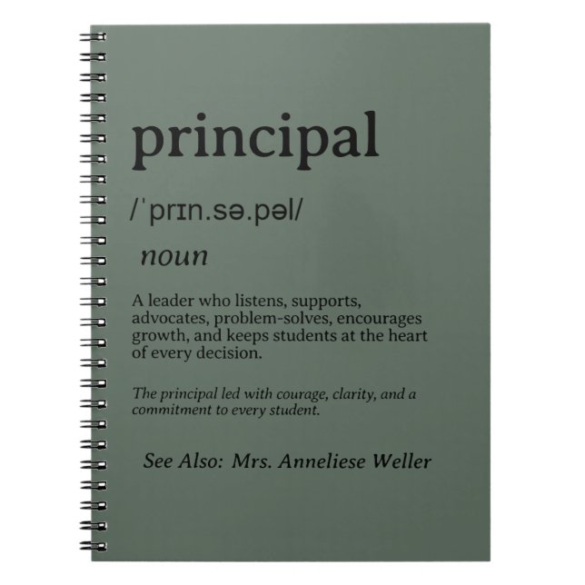 Personalised Principal Definition Notebook (Front)
