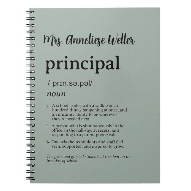 Personalised Principal Funny Definition Notebook (Front)