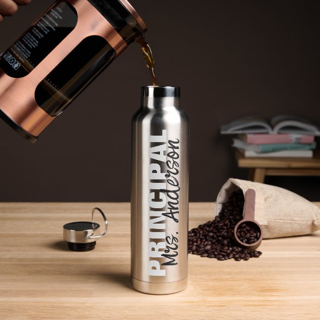 Personalised Principal's Name Script Water Bottle (Coffee)