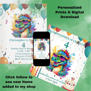 Personalised Prints & Download Crocodile Birthday Invitation