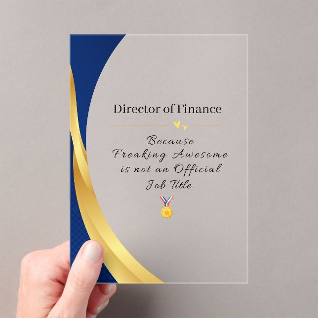 Personalised Profession – Elegant Gold & Blue  Acrylic Invitations (Insitu (Handheld))