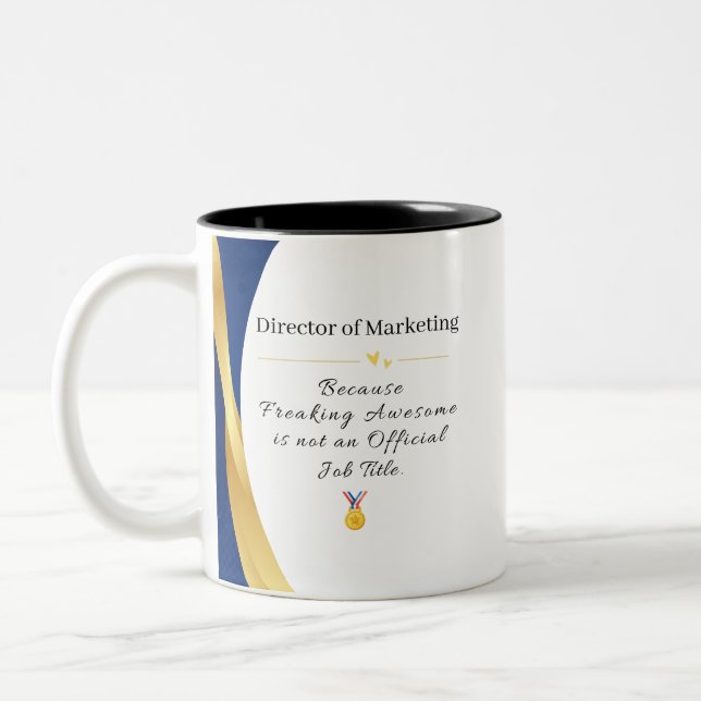 Personalised Profession – Elegant Gold & Blue  Two-Tone Coffee Mug (Left)