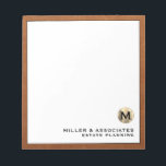 Personalised Professional Luxury Branded Notepad<br><div class="desc">Elevate your professional image with this luxurious personalised notepad. The brushed gold monogram emblem with your company name and speciality, framed in sable leather print, exudes sophistication and professionalism. The classic black typography on a white background provides a sleek and modern look. Perfect for taking notes, writing memos, or as...</div>