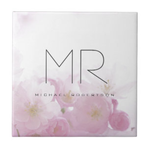 Personalised Professional Monogram Minimal Floral Tile