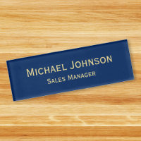 Personalised Professional Navy Blue Gold Magnetic