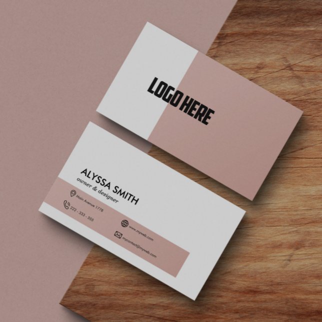 Personalised Professional Rose Pink Elegant Logo Business Card (Creator Uploaded)