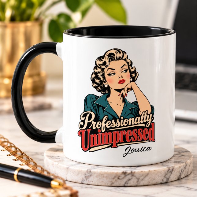 Personalised Professionally Unimpressed Funny Mug (Some people need coffee to function. Others need coffee to tolerate people. )