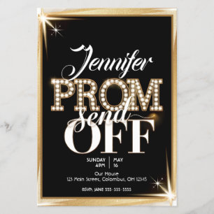 Personalised PROM SEND-OFF Elegant Black and Gold Flyer