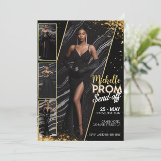 Personalised PROM SEND-OFF Photo Glamourous Fashio Invitation