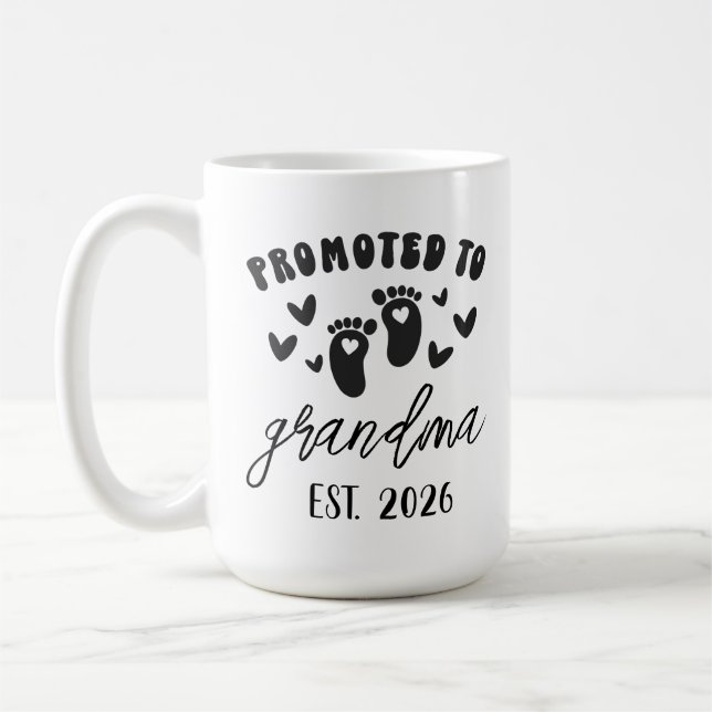 Personalised Promoted To Grandma mug custom ~ Est  (Left)