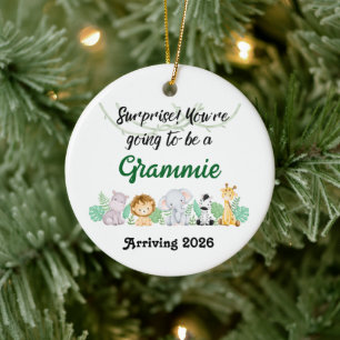 Personalised Promoted To Grandparent Jungle Animal Ceramic Tree Decoration