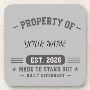 Personalised Property Of Name – Varsity Style Cust Coaster