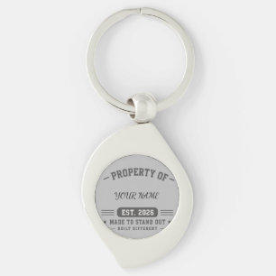 Personalised Property Of Name – Varsity Style Cust Key Ring