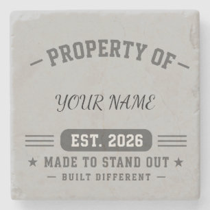 Personalised Property Of Name – Varsity Style Cust Stone Coaster