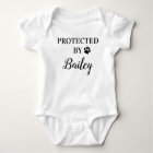 Personalised Protected By Dog Baby Bodysuit