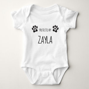 Personalised Protected By Pet Name Baby Bodysuit