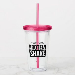 Personalised protein shake tumbler glass with lid