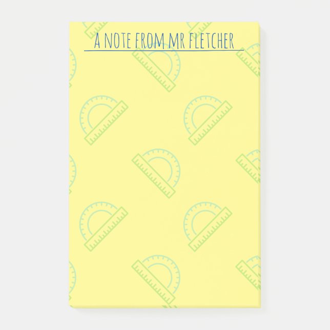 Personalised Protractor Math Pattern Post-it Notes (Front)