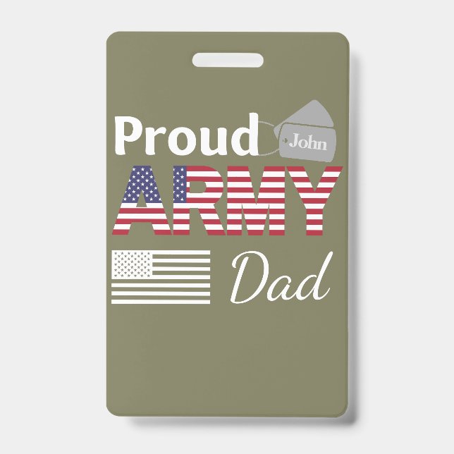 Personalised Proud Army Family Dad ID Badge (Front)