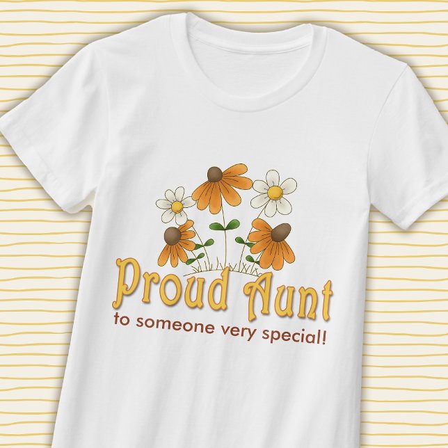 Personalised Proud Aunt Orange Flowers T-Shirt (Creator Uploaded)