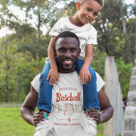 Personalised Proud Baseball Dad T-Shirt<br><div class="desc">Proud baseball Dad tshirt featuring modern retro text and a baseball in classic colours of red and white,  personalised with your childs name.</div>