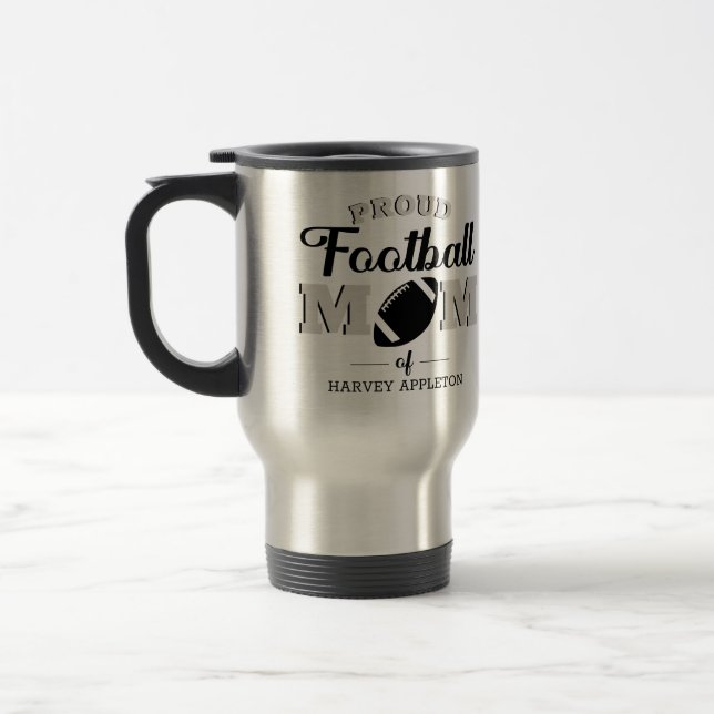 Personalised Proud Football Mum Travel Mug (Left)