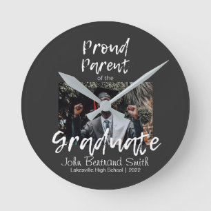 Personalised Proud Parent of Graduate Student Round Clock