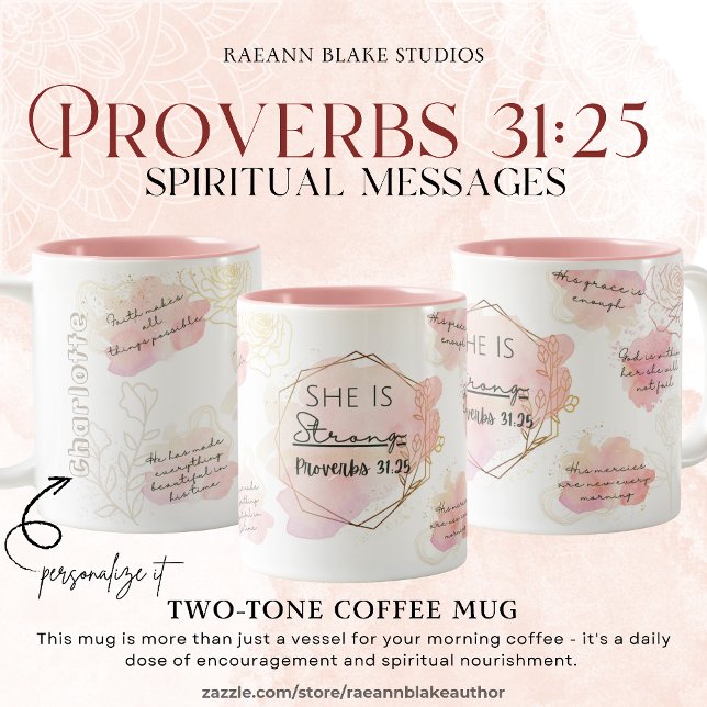 Personalised Proverbs 31:25 Spiritual Messages Two-Tone Coffee Mug (Creator Uploaded)