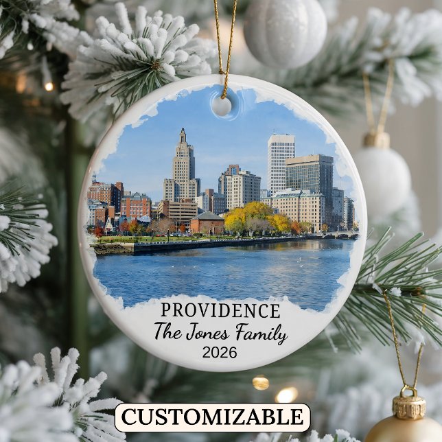 Personalised Providence Ornament, Rhode Island Ceramic Tree Decoration (Creator Uploaded)