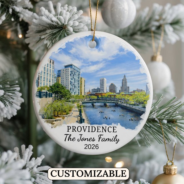 Personalised Providence Ornament, Rhode Island Ceramic Tree Decoration (Creator Uploaded)