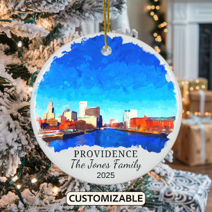 Personalised Providence Ornament, Rhode Island Ceramic Tree Decoration