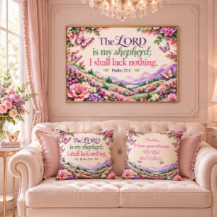 Personalised Psalm 23:1 Floral Butterfly Christian Cushion
