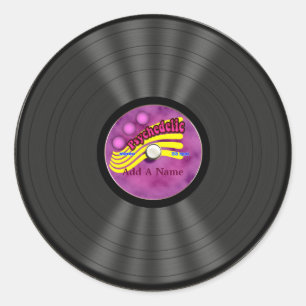 Personalised Psychedelic Vinyl Record Classic Round Sticker