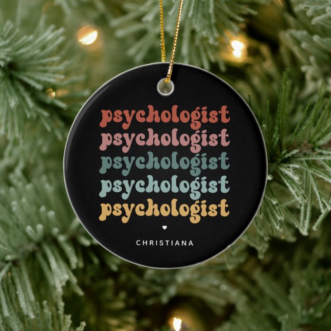 Personalised Psychologist Retro Psychology Ceramic Tree Decoration (Tree)