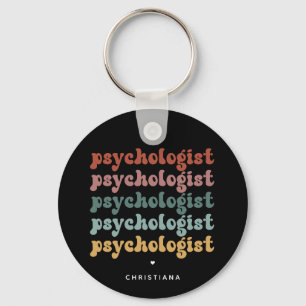 Personalised Psychologist Retro Psychology Key Ring