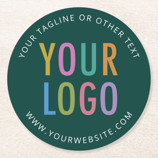 Personalised Pub Beer Coasters Business Logo Green (Front)