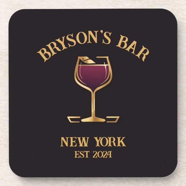 Personalised Pub Sign Bar Decor with Custom Name Coaster (Front)