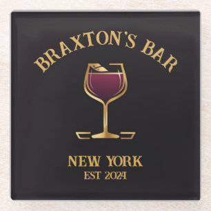 Personalised Pub Sign Bar Decor with Custom Name Glass Coaster