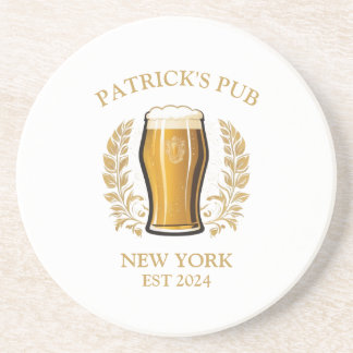 Personalised Pub Sign Beer Glass with Custom Name Coaster