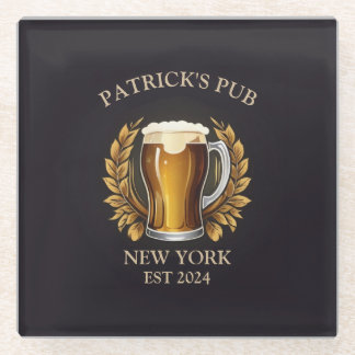 Personalised Pub Sign for Home Bar Beer Glass Logo Coaster