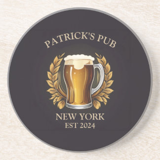 Personalised Pub Sign for Home Bar Beer Glass Logo Coaster