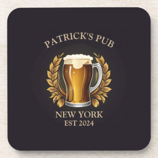 Personalised Pub Sign for Home Bar Beer Glass Logo Coaster