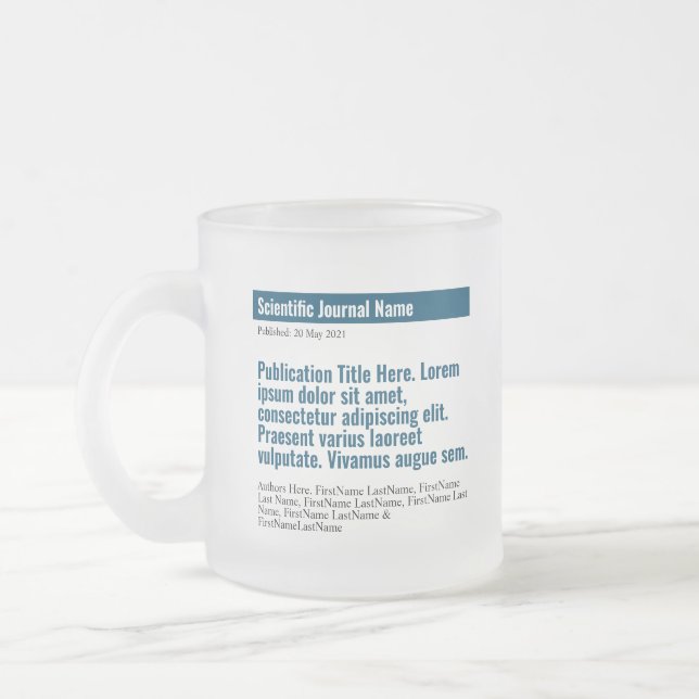 Personalised Publication Frosted Glass Mug - Blue (Left)
