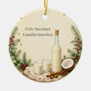 Personalised Puerto Rican Coquito Recipe Christmas Ceramic Tree Decoration