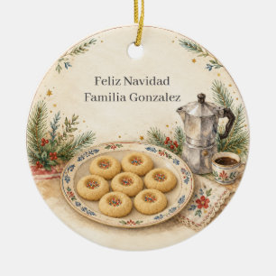 Personalised Puerto Rican Polvorones Recipe Family Ceramic Tree Decoration