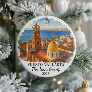 Personalised Puerto Vallarta Ceramic Ornament, Cus Tree Decoration